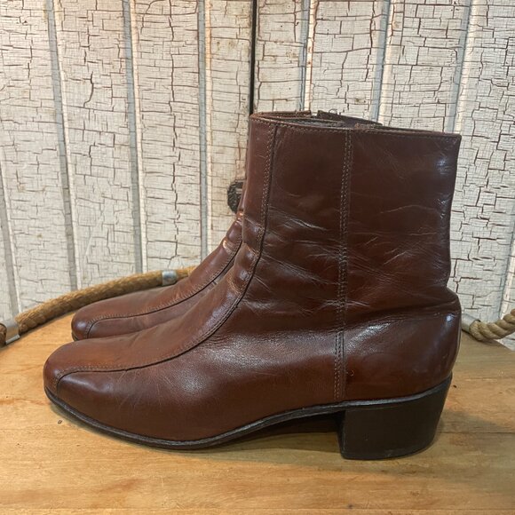 Vintage 60's Beatle ankle Florsheim Imperial Duke side-zip boots cognac leather. - Picture 3 of 9
